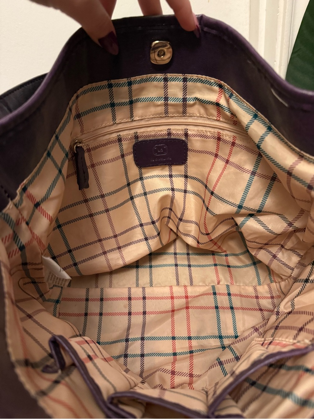 Y2K Liz Claiborne Purple Embossed Monogram Hobo Shoulder Bag - Picture 3 of 6